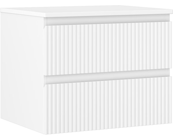 Mexen Rivel koupelnová skříňka pod umyvadlo 60 cm s deskou, 2 zásuvky, drážkovaná, bílá mat - 91A20-06047-2-BFFC01