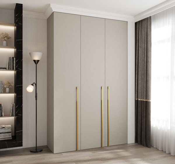 Šatní skříň s policemi 150/50 LORENA 3 - kašmír / zlatá