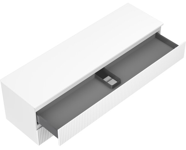Mexen Rivel koupelnová skříňka pod umyvadlo 160 cm s deskou, 2 zásuvky, rýhovaná, bílá mat - 91A20-16047-2-BFFC01