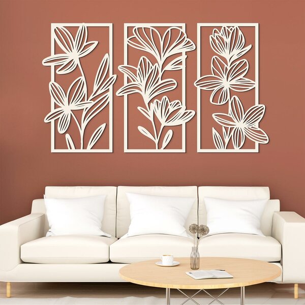 DUBLEZ | Dřevěný vícedílný obraz - Kvetoucí květy | Obraz