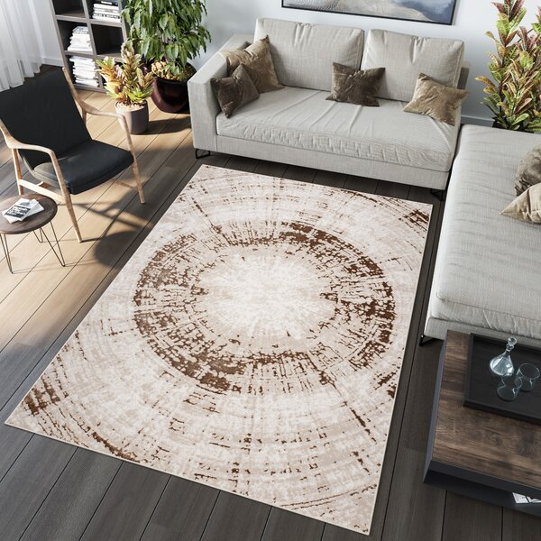 Makro Abra Kusový koberec moderní PALERMO N328A Pařez stromu béžový hnědý Rozměr: 120x170 cm