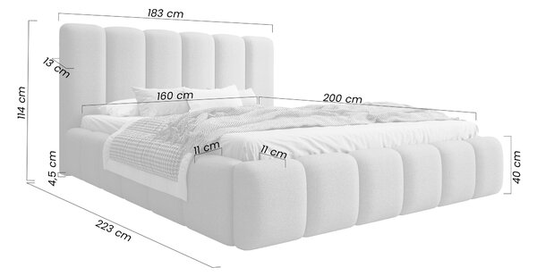 Čalouněná postel Aura 160x200 s úložným prostorem - béžová bouclé Quelle 03
