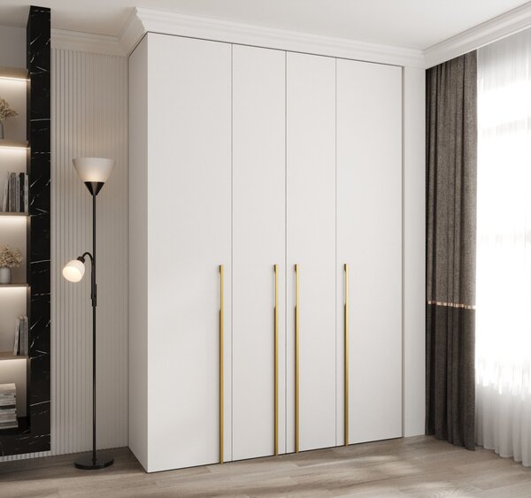 Šatní skříň s policemi 170/50 LORENA 3 - bílá / zlatá