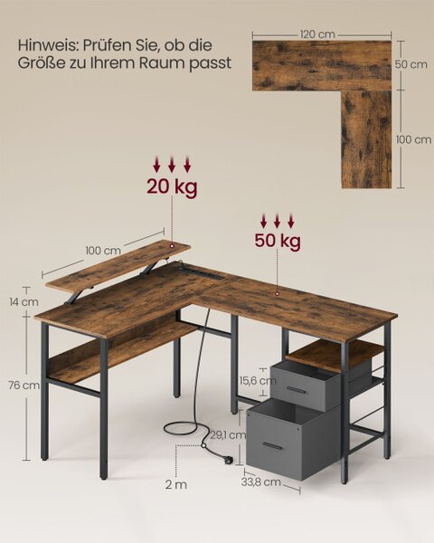 Rohový kancelářský stůl s LED osvětlením LWD095K01