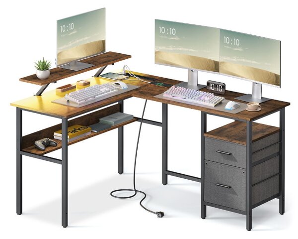 Rohový kancelářský stůl s LED osvětlením LWD095K01