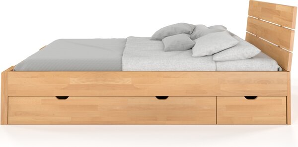 Buková zvýšená postel s úložným prostorem Arhus Drawers 160x200, Odstín moření: Ořech