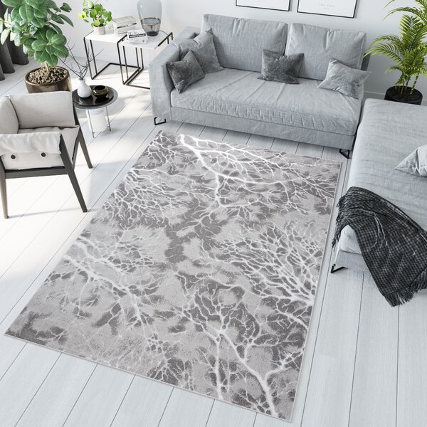 Makro Abra Kusový koberec abstraktní PALERMO N327A šedý bílý Rozměr: 80x150 cm