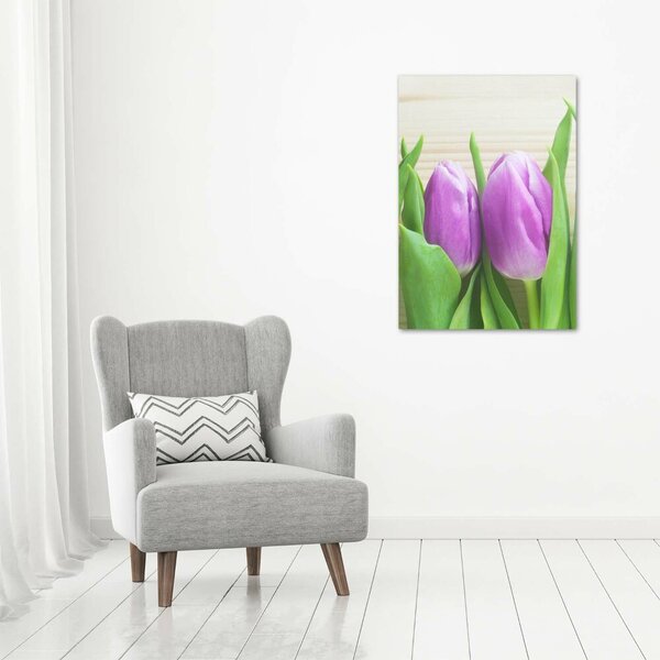 Vertikální Foto obraz na plátně Fialové tulipány ocv-78755149