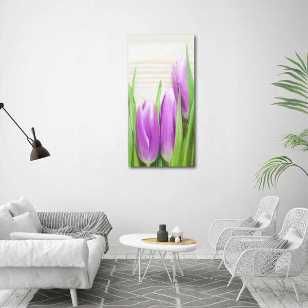 Vertikální Foto obraz na plátně Fialové tulipány ocv-78755149