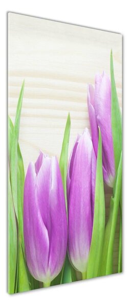 Vertikální Fotoobraz na skle Fialové tulipány osv-78755149