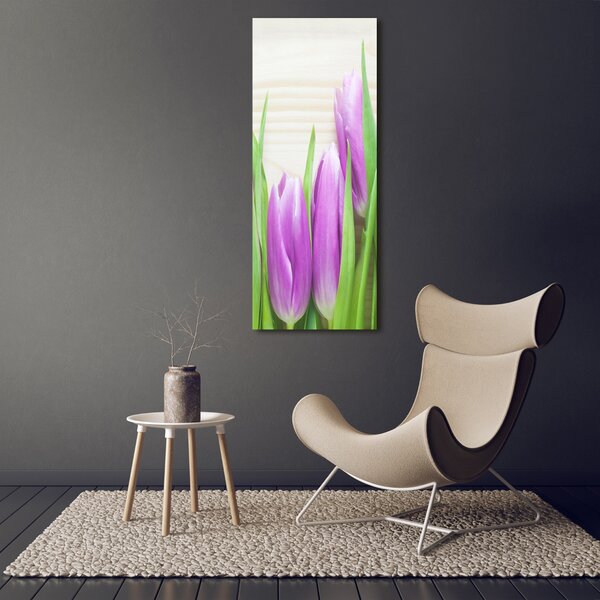 Vertikální Foto obraz na plátně Fialové tulipány ocv-78755149