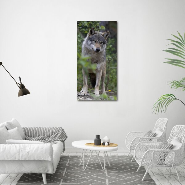 Vertikální Foto obraz canvas Vlk v lese ocv-79173731