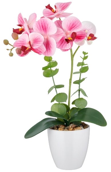 Umělá květina Orchidej světle růžová v květináči, 40cm