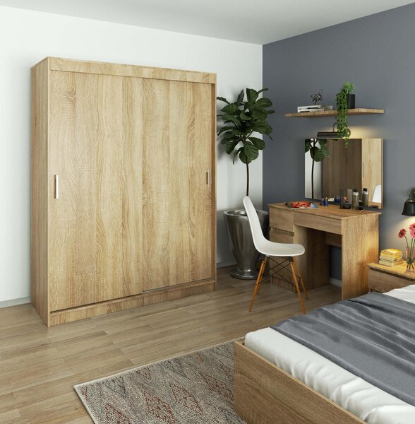 Šatní skřín s posuvnými dveřmi 150 cm MONO dub sonoma