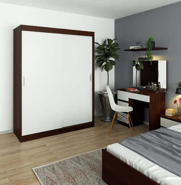 Šatní skříň s posuvnými dveřmi 150 cm MONO wenge / bílá