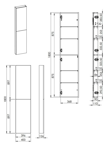Elita For All skříňka 40x12.6x180 cm boční závěsná zelená RE030400067010