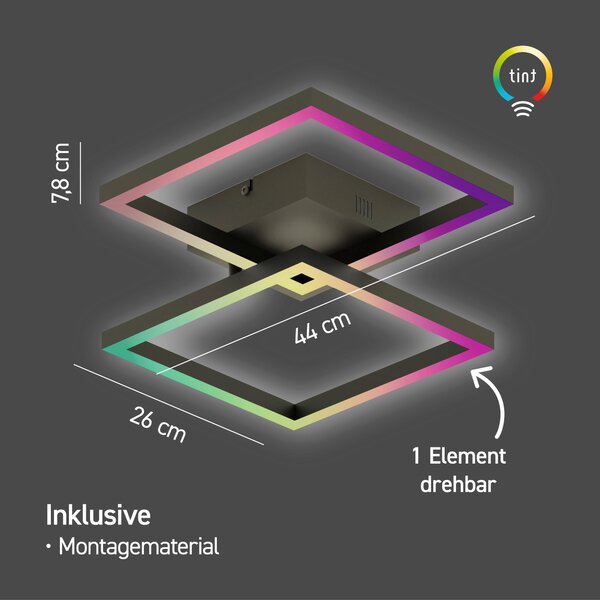 STROPNÍ LED SVÍTIDLO, 44/7,8/44 cm Tint - Online Only svítidla, Online Only
