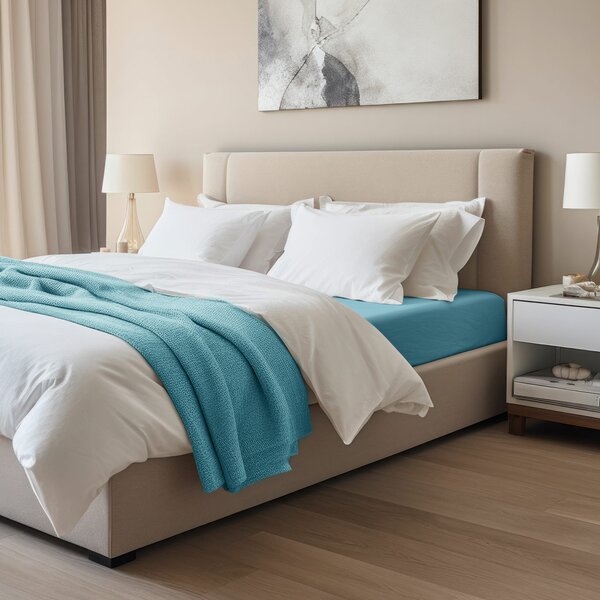 ELASTICKÉ JERSEY PROSTĚRADLO 90X200 CM, VÝŠKA 30 CM MODRÁ