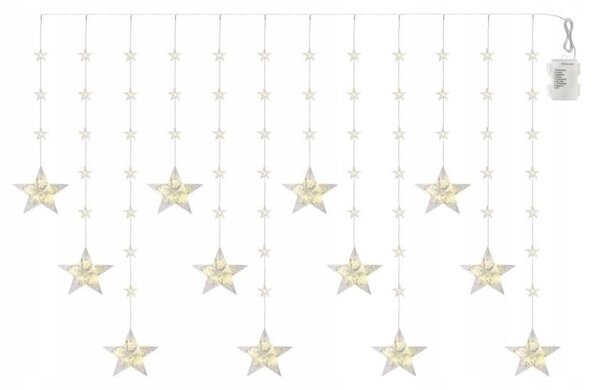 EMOS LED vánoční závěs – hvězdy, 170x85 cm, 3x AA, venkovní i vnitřní, teplá bílá, časovač