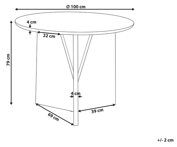 Jídelní stůl ARRAN Hnědá 100 cm 100 cm Akáciové dřevo