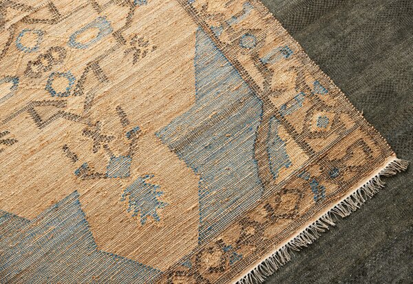 Diamond Carpets India, Ručně vázaný kusový koberec Agra Mahal DE 2284 Multi Colour, 80x150, béžová, modrá, chodba / předsíň