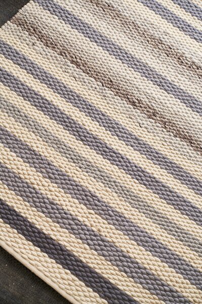 Diamond Carpets India, Ručně vázaný kusový koberec MCK Strop DE 2263 Pastel Brown Mix, 80x150, černobílá, ložnice