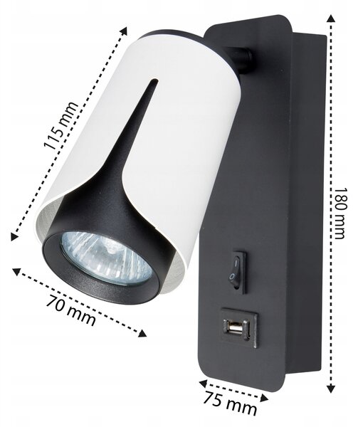 Nástěnné svítidlo XUDO bílé, černé GU10 10 W