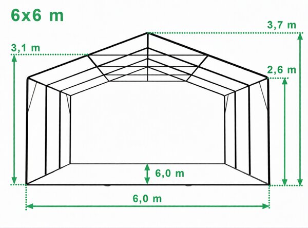 Párty stan 6x6m Max+ 2,6m - ohnivzdorný barva Bílá