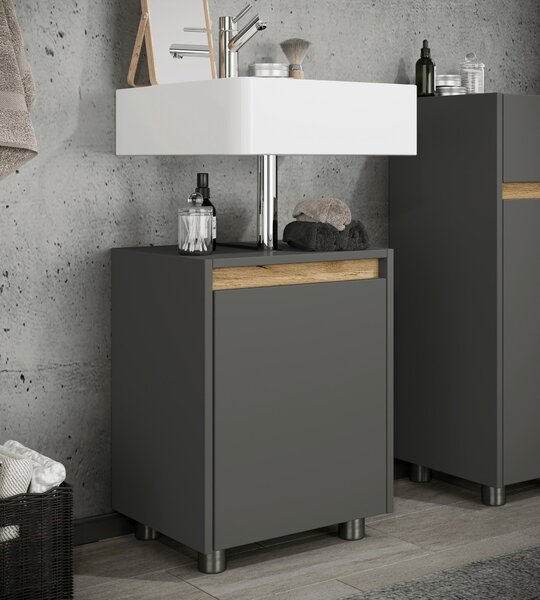 SKŘÍŇKA POD UMYVADLO, antracitová, medový dub, antracitová, 42/55/33 cm MID.YOU - Koupelnové série, Online Only