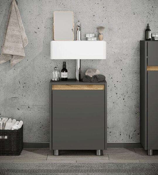 SKŘÍŇKA POD UMYVADLO, antracitová, medový dub, antracitová, 42/55/33 cm MID.YOU - Koupelnové série, Online Only
