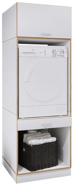 SKŘÍŇKA NAD PRAČKU, bílá, medový dub MID.YOU - Koupelnové regály, Online Only