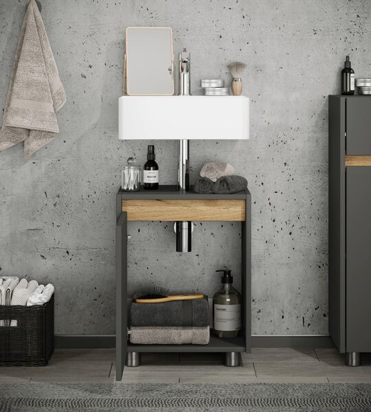 SKŘÍŇKA POD UMYVADLO, antracitová, medový dub, antracitová, 42/55/33 cm MID.YOU - Koupelnové série, Online Only
