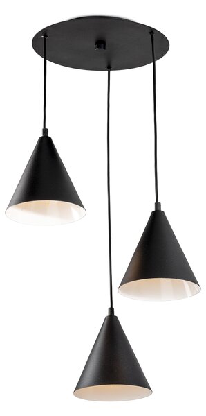 Light for home - Závěsný lustr na lanku 15699 "CROWN", 3X40W, E14, Černá + bílá