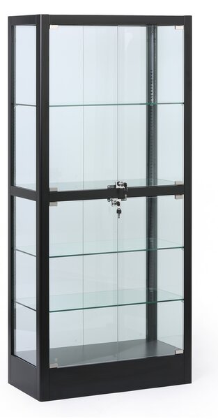 Prosklená vitrína, 1800 x 800 x 400 mm, černá