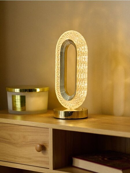 Sinsay - Křišťálová stolní lampa LED ve zlatém rámu - zlatá