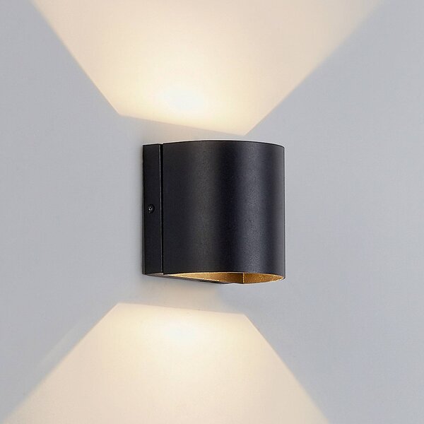 Lindby Gladis LED venkovní nástěnné svítidlo, Černá, Hliník, Moderní