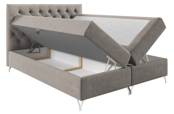 KONDELA Boxspringová postel, 180x200, šedobéžová Taupe látka Velvet, GULIETTE + dárek