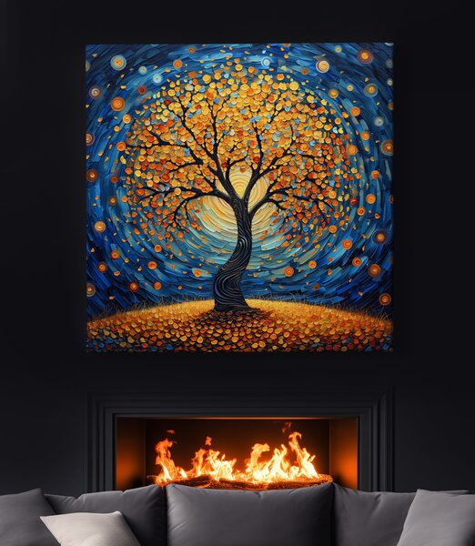 Obraz na plátně - Strom života Spirála propojení FeelHappy.cz Velikost obrazu (šířka x výška): 40 x 40 cm