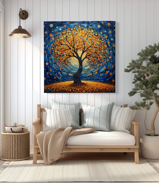 Obraz na plátně - Strom života Spirála propojení FeelHappy.cz Velikost obrazu (šířka x výška): 40 x 40 cm