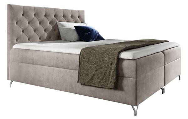 KONDELA Boxspringová postel, 180x200, šedobéžová Taupe látka Velvet, GULIETTE + dárek