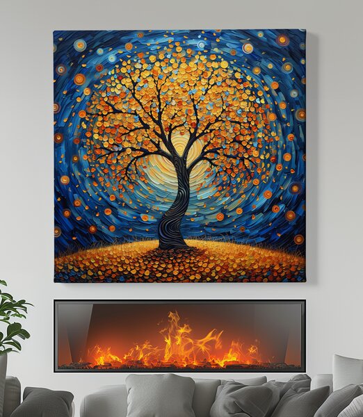 Obraz na plátně - Strom života Spirála propojení FeelHappy.cz Velikost obrazu (šířka x výška): 40 x 40 cm