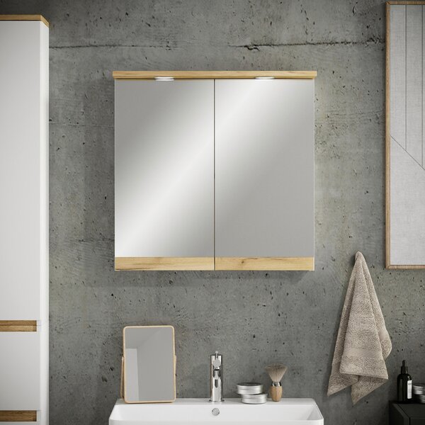 ZRCADLOVÁ SKŘÍŇKA, bílá, medový dub, bílá, 60/59/23 cm MID.YOU - Koupelnové série, Online Only