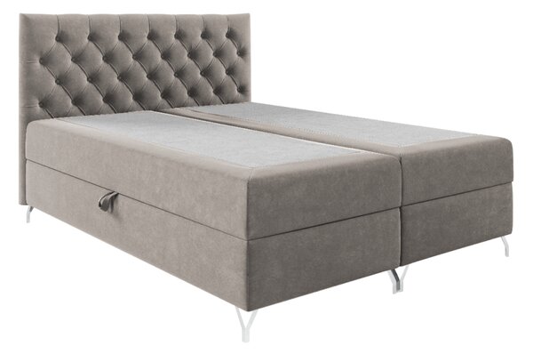 KONDELA Boxspringová postel, 180x200, šedobéžová Taupe látka Velvet, GULIETTE + dárek