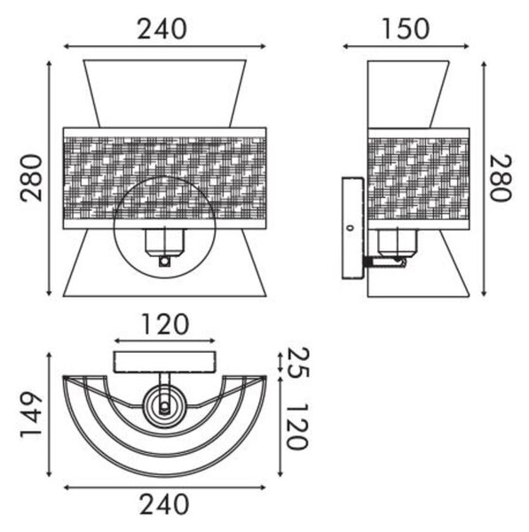 ACA Lighting JAPAN nástěnné svítidlo béžové textil s ratanem IP20 1xE27 LT40WBGW