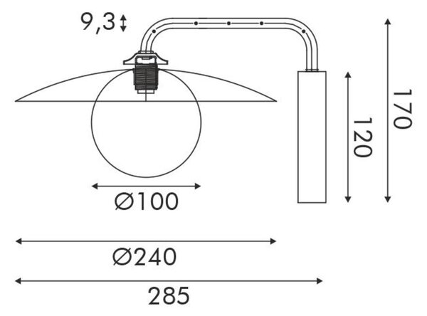 ACA Lighting nástěnné svítidlo 1xG9 bílá základna a zlatá noha s akrylovým stínítkem HM235W1
