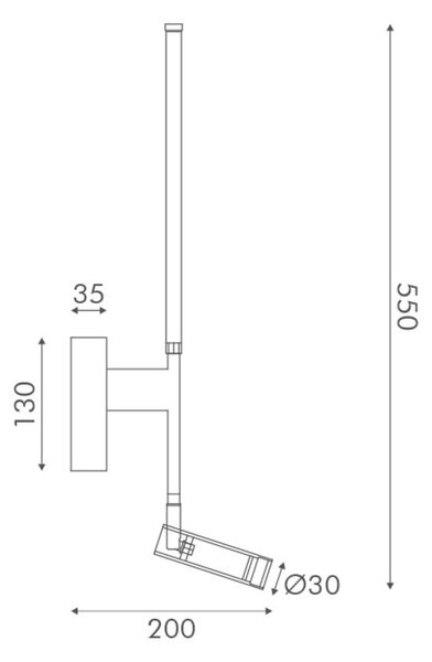 ACA Lighting nástěnné svítidlo LED 5W + COB 3W 700lm 3000K IP20 černá hliník + akryl HM616LEDWBK