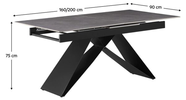 Jídelní stůl Majdan (beton + černá) (pro 6 a více osob)