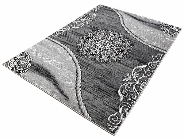 Kusový koberec 200x290 cm DEMIAN s ornamenty - šedý / bílý