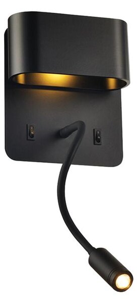 ACA Lighting nástěnné svítidlo PRIAMUS LED 8W 3000K 640lm černý kov 16x9x45cm V86LEDW45BK