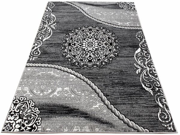 Kusový koberec 200x290 cm DEMIAN s ornamenty - šedý / bílý